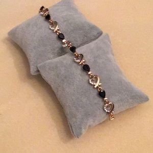 ♥️Hearts and Black Crystal Bracelet⚫️